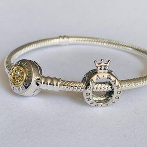Brand new authentic Pandora 2Tone Bracelet and 1 CROWN O charm